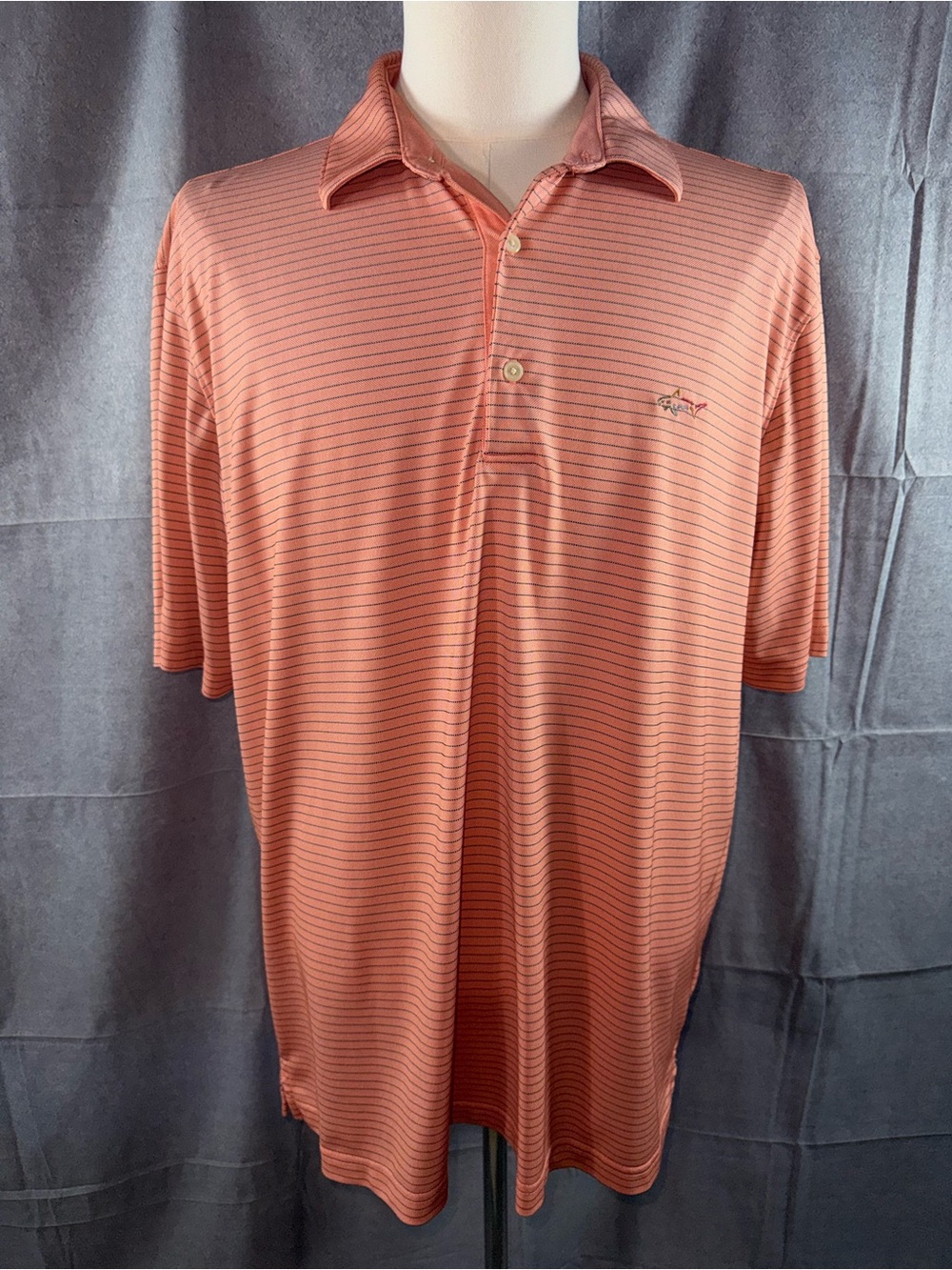 3034-Greg Norman Collection Striped Polo in Salmon